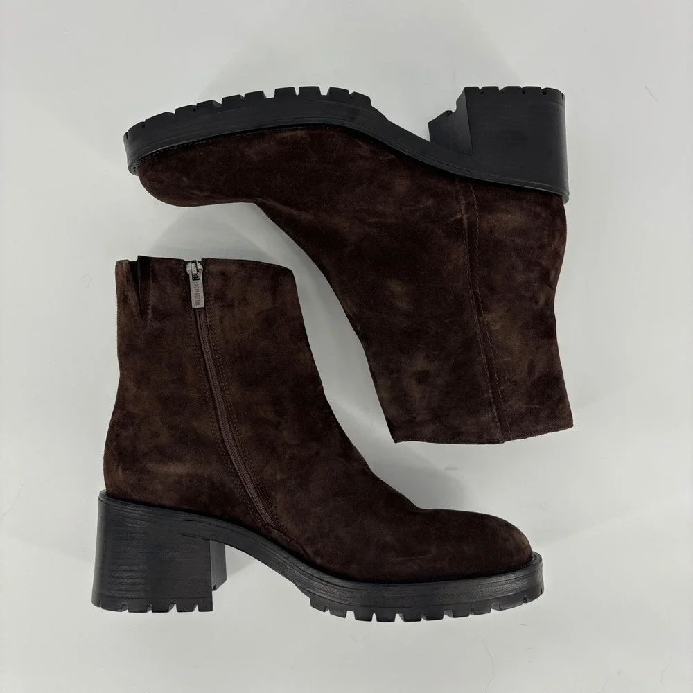 La Canadienne Weave City Dry Waterproof Suede Boots Brunette Brown Women Size 11